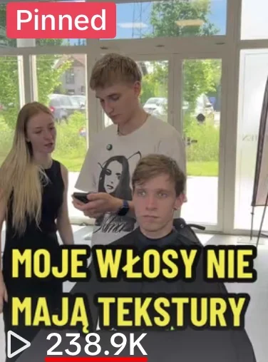 Kacper — wiral „Moje włosy nie mają tekstury” z wynikiem 238,9 tys. wyświetleń